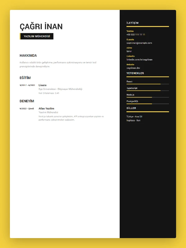Çağrı Merkezi CV Örneği şablon önizlemesi